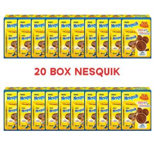 Nesquik Snackbox, Pronto da Bere, Milchgetränk mit fettarmem Kakao, 3 fettarme Galbusera Shortbread, 207g pro Packung, Packung 20 Snack-Boxen