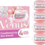 Recharge de lames de rasoir pour femmes Gillette Venus Comfortglide Breeze, Pack de 4 avec 3 lames, design performant, protection de la peau