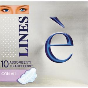 LINES E' Absorbants pour femmes, With Wings, paquet de 10