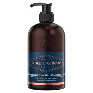 King C Gillette, Nettoyant pour le visage et la barbe des hommes pour le rasage, bouteille de 350 ml