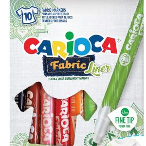 Carioca Fabric Liner, Marqueurs, Multicolore, 1 paquet de 10 marqueurs