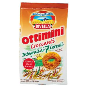 Biscuits complets aux 7 céréales, croustillants, ottimini, 300 g, Divella