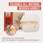 Pelle à pizza en aluminium, en aluminium, avec manche en bois pliable, facile à ranger, durable
