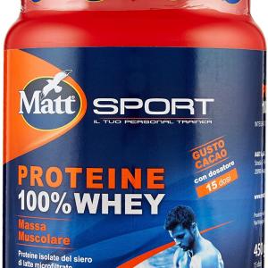 Matt Sport Proteine, 100% Whey, Bevanda al Gusto Cioccolato, 450g