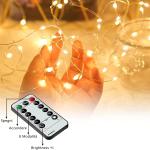 Décoration de Noël, Rideau en fil de cuivre, lumière blanche chaude 300 led, chargement USB, avec télécommande