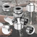 Deviatore adattatore per miscelatore con rubinetto, per doccia, lavatrice, 3 vie, acciaio inox, con adattatori, M22
