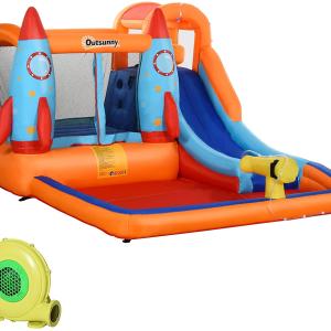 Aufblasbares Kinderspiel mit Trampolinrutsche und elektrischer Pumpe