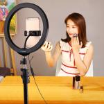 Anello a LED per selfie, 26 cm, luce e colori regolabili, treppiedi,con telecomando