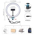 Anello a LED per selfie, 26 cm, luce e colori regolabili, treppiedi,con telecomando