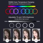 Anello a LED per selfie, 26 cm, luce e colori regolabili, treppiedi,con telecomando