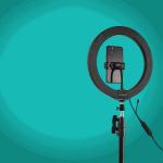 Anello a LED per selfie, 26 cm, luce e colori regolabili, treppiedi,con telecomando