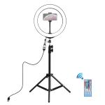 Anello a LED per selfie, 26 cm, luce e colori regolabili, treppiedi,con telecomando