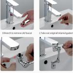 Mitigeur pivotant avec 2 fonctions de pulvérisation, extension de cuisine multifonctionnelle, adapté au filetage extérieur M20 M22 M24, pivotant à 1440°.