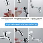 Mitigeur pivotant avec 2 fonctions de pulvérisation, extension de cuisine multifonctionnelle, adapté au filetage extérieur M20 M22 M24, pivotant à 1440°.