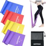 Bandes de résistance fitness [lot de 4] 1,8 m, bandes élastiques avec 4 niveaux de résistance pour musculation, yoga, pilates