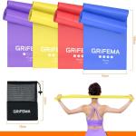 Bandes de résistance fitness [lot de 4] 1,8 m, bandes élastiques avec 4 niveaux de résistance pour musculation, yoga, pilates