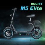 Bogist Honey whale M5 Elite Zima Blue avec pneus 14 pouces, moteur 500W 11Ah, scooter électrique pliable avec siège et porte-bagages