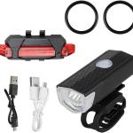 Fahrradbeleuchtung vorne und hinten, wiederaufladbar USB, 300 Lumen, 3 Modi, IPX6 wasserdicht