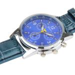 Luminoso, Orologio con quadrante rotondo, con tre 3 funzioni, cinturino in escavatore, per uomo, blu
